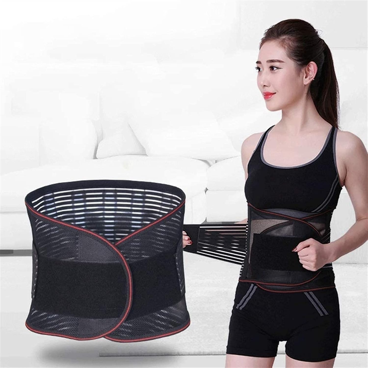 Lumbar Support Belt for Men and Women,Adjustment Lower Back Pain Relief Belt,Sexy Slimming Waistband Waist Trainer,B-L 37.8