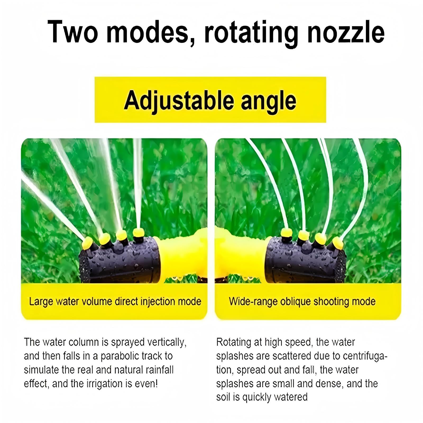 Irrigatore da giardino rotante automatico a 360° per prati, irrigatore da giardino oscillante a 3 bracci con attacco per tubo, sistema di irrigazione automatico per erba (giallo, set da 1,3 cm (15 m)