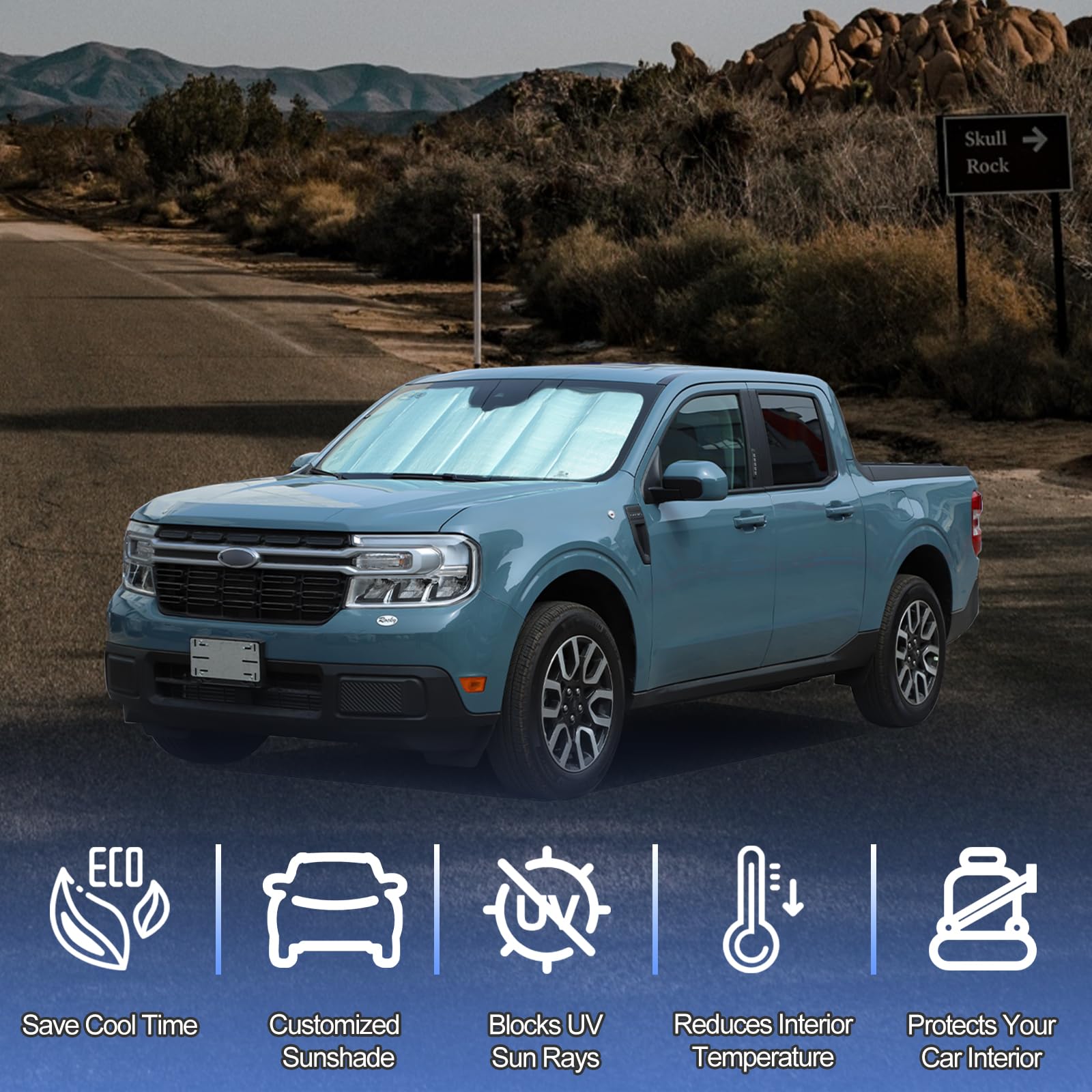 Parasol para parabrisas para camioneta Ford Maverick 2022-2024, parasol para parabrisas delantero, visera reflectante plegable, protector de pantalla, bloqueador UV, protector térmico que mantiene tu