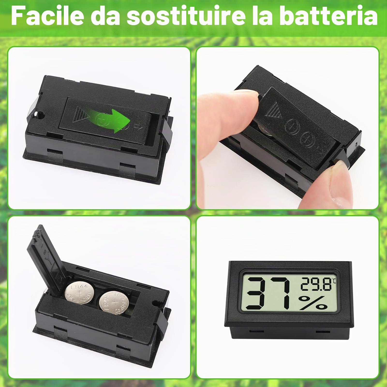 Sprifityy 8 Pezzi Mini Termometro Ambiente Interno Digitale, Igrometro Digitale con Gradi Celsius -50°C~+70°C, Igrometro Umidità Casa per Serra, Casa, Ufficio, Giardino, Cantina, Seminterrato (Nero)