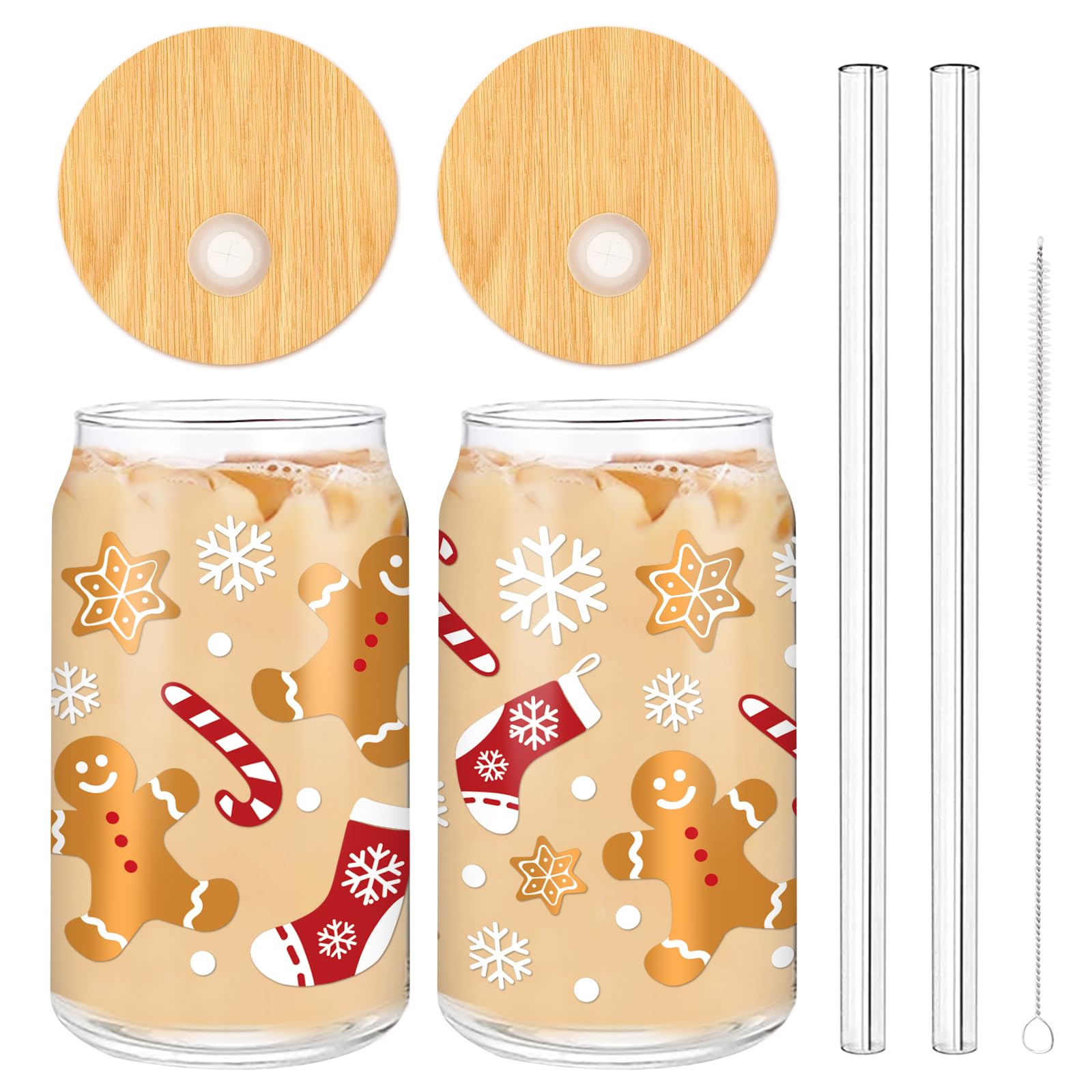 Tasse en verre de Noël bonhomme en pain d'épices 473 ml pour éviter les éclaboussures