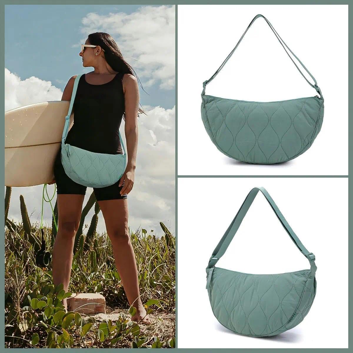 BESMART Small Nylon Crescent Crossbody Bag for Women Men Trendy, Waterproof Crescent Sling, Lightweight Travel Purses - Image 4