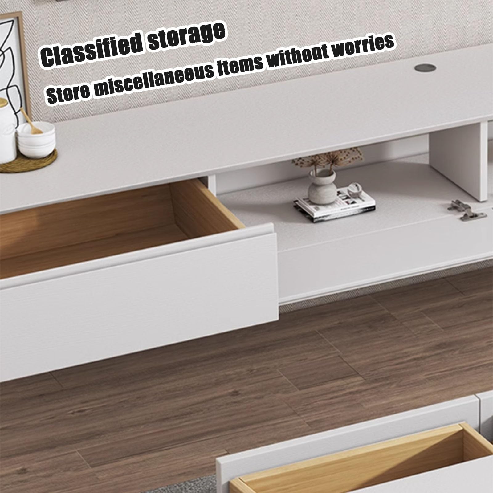 Mobile TV Sospeso A Parete in Legno Massello Leggero di Lusso Mobile Porta TV Sospeso Moderno per Piccoli Appartamenti Soggiorno(A,160cm)