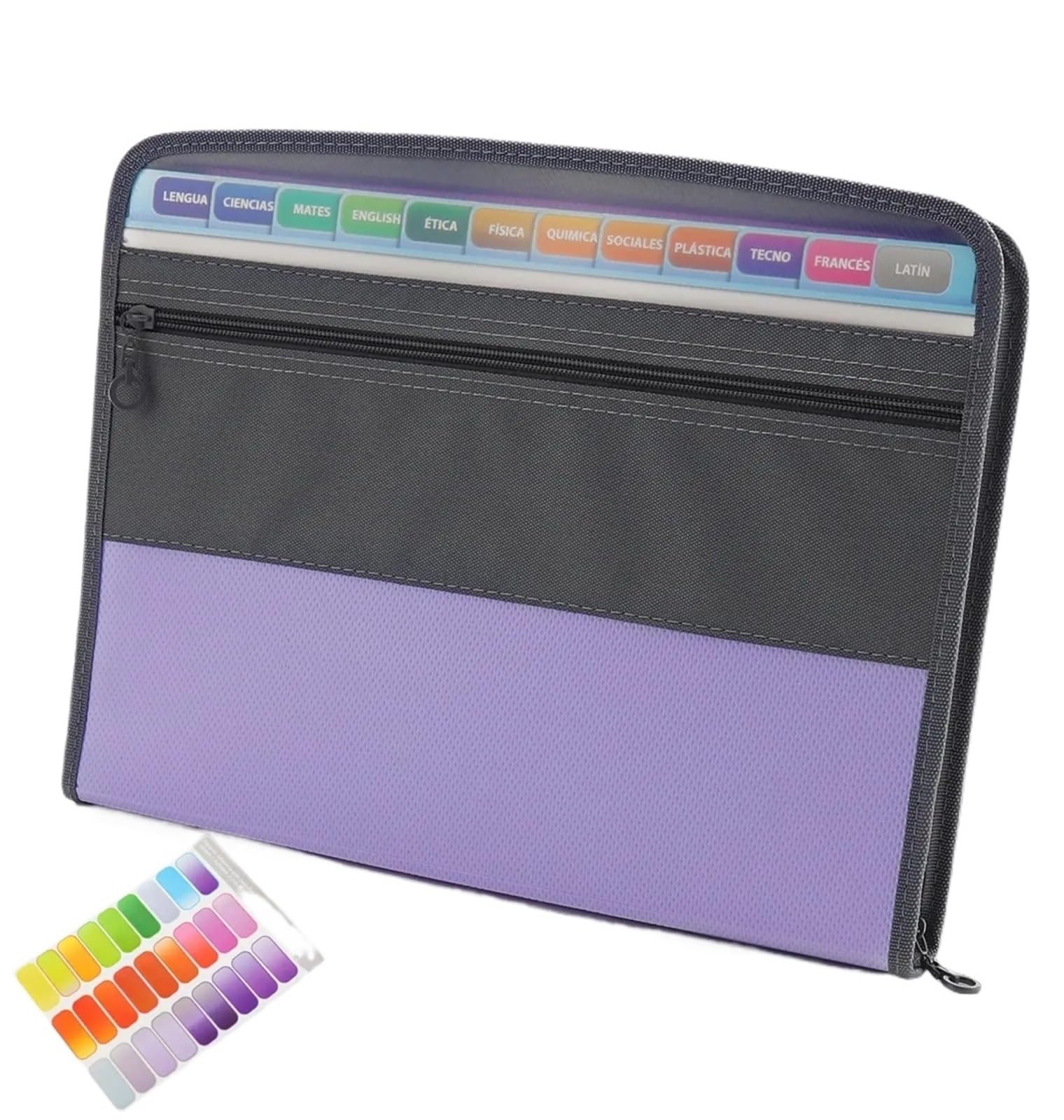 Organizzatore Di File A Fisarmonica Con Cerniera Sicurezza Per Casa Scuola | Cartella portadocumenti espandibile con 13 tasche con astuccio frontale, materiale for ufficio scolastico(Purple)