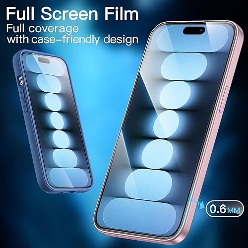 Miniatura 8 de JETech Protector de pantalla de cobertura completa para iPhone 15 de 6.1 pulgadas, película de vidrio templado con borde negro con herramienta de