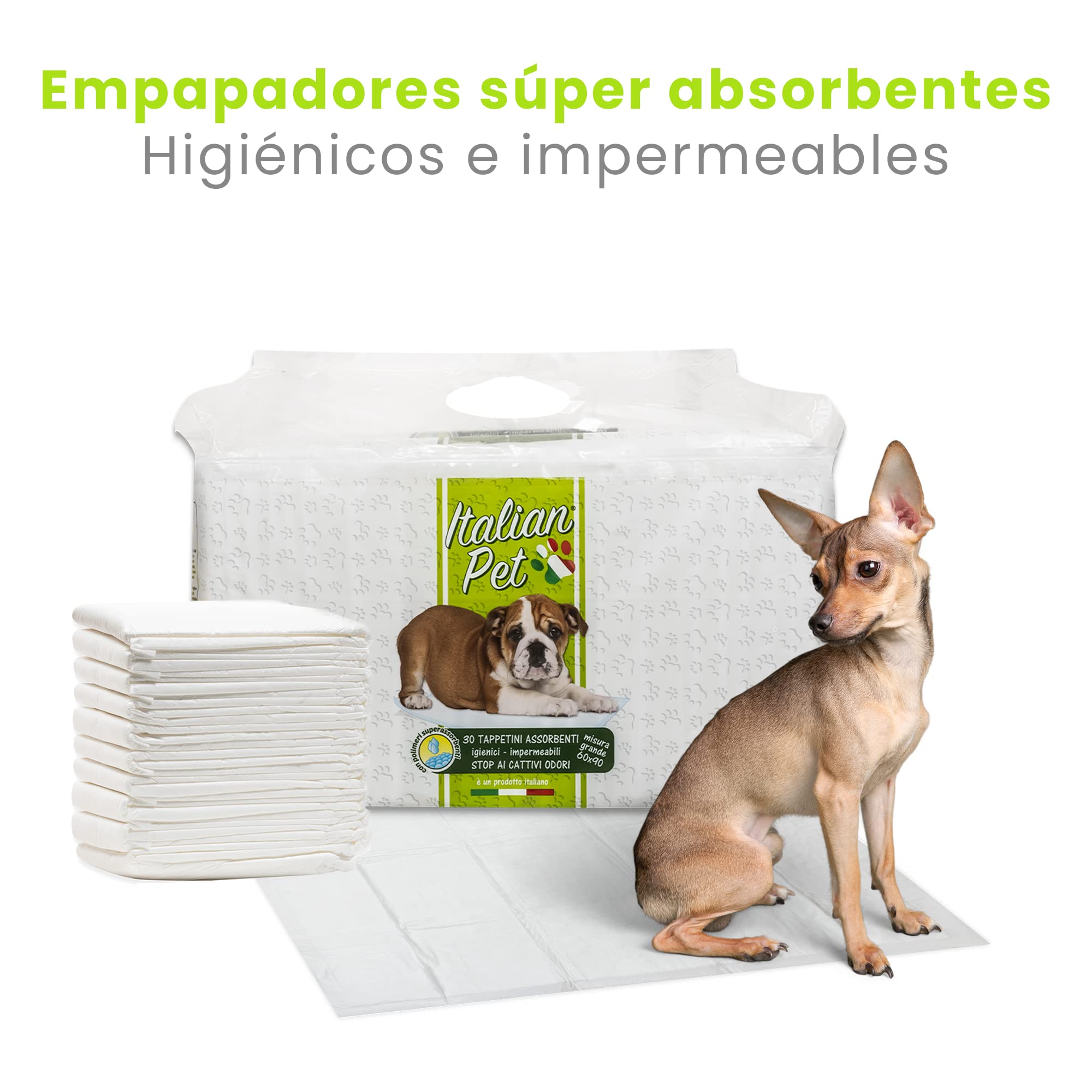 Farmex Italian Pet - Empapadores Super Absorbentes para Perros, Gatos y Mascotas - Alfombrillas Higiénicas Multiusos para Perros y Gatos, Neutraliza Olores - Tamaño 60x90 cm - 30 Piezas