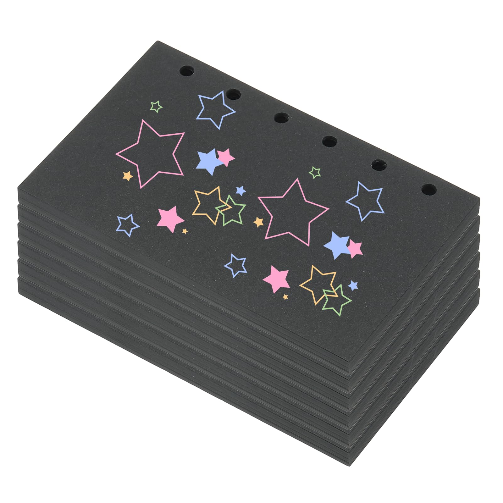 PATIKIL Colored Loose Leaf Paper, 5" x 3.2"(A7) 300 Sheets 6 Holes Punched 150GSM Blank Binder Refill Paper Supplies for Office Note Taking Teacher Planner Journal Notebook, Black