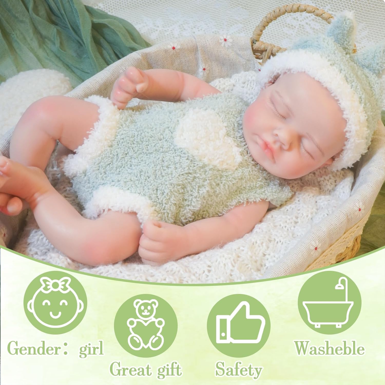 12in Full Silicone Reborn Baby Dolls Hand Painted Lifelike Weighted Doll Realistic Soft Newborn Boy Babies Silicone Full Body Not Vinyl for Ages 3+