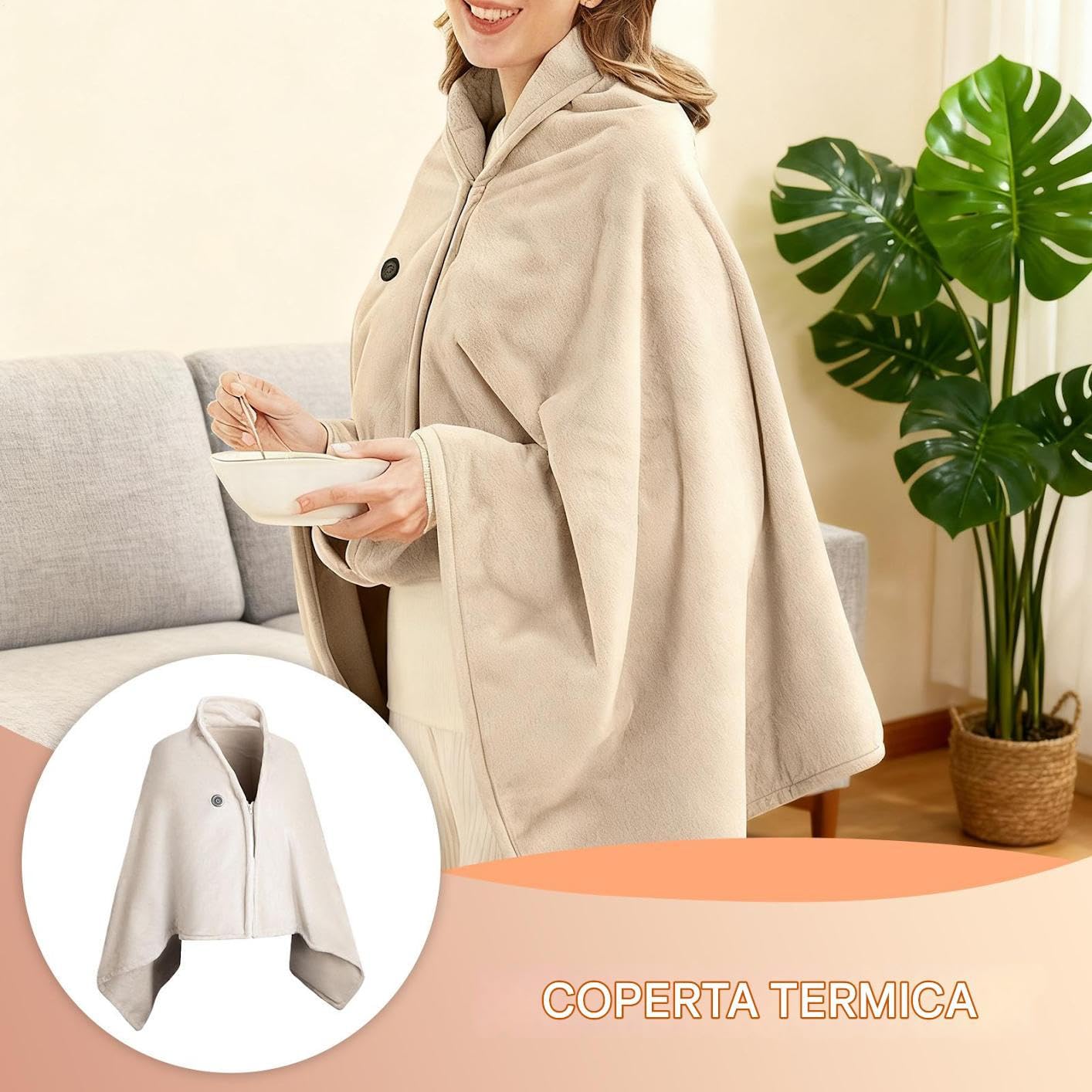 Coperta Riscaldante Indossabile Riscaldatore Regolabile USB Ricaricabile | Coperta Riscaldata Ricaricabile per Casa Equitazione Ciclismo Viaggio Campeggio Inverno Freddo Picnic All'aperto