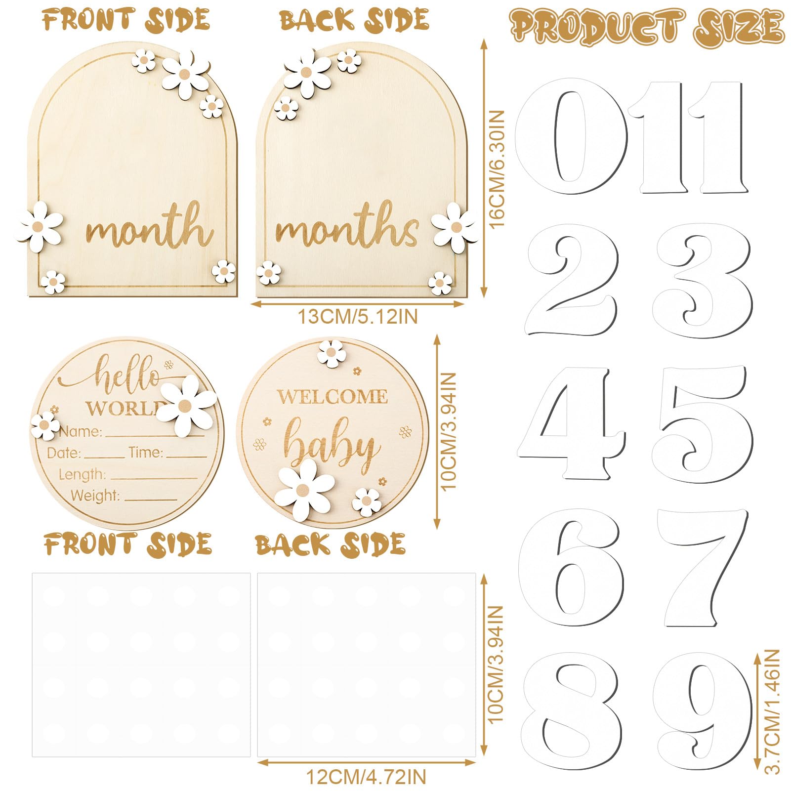 Wooden Monthly Photo Props For Baby Pictures Wooden Baby Milestone ...