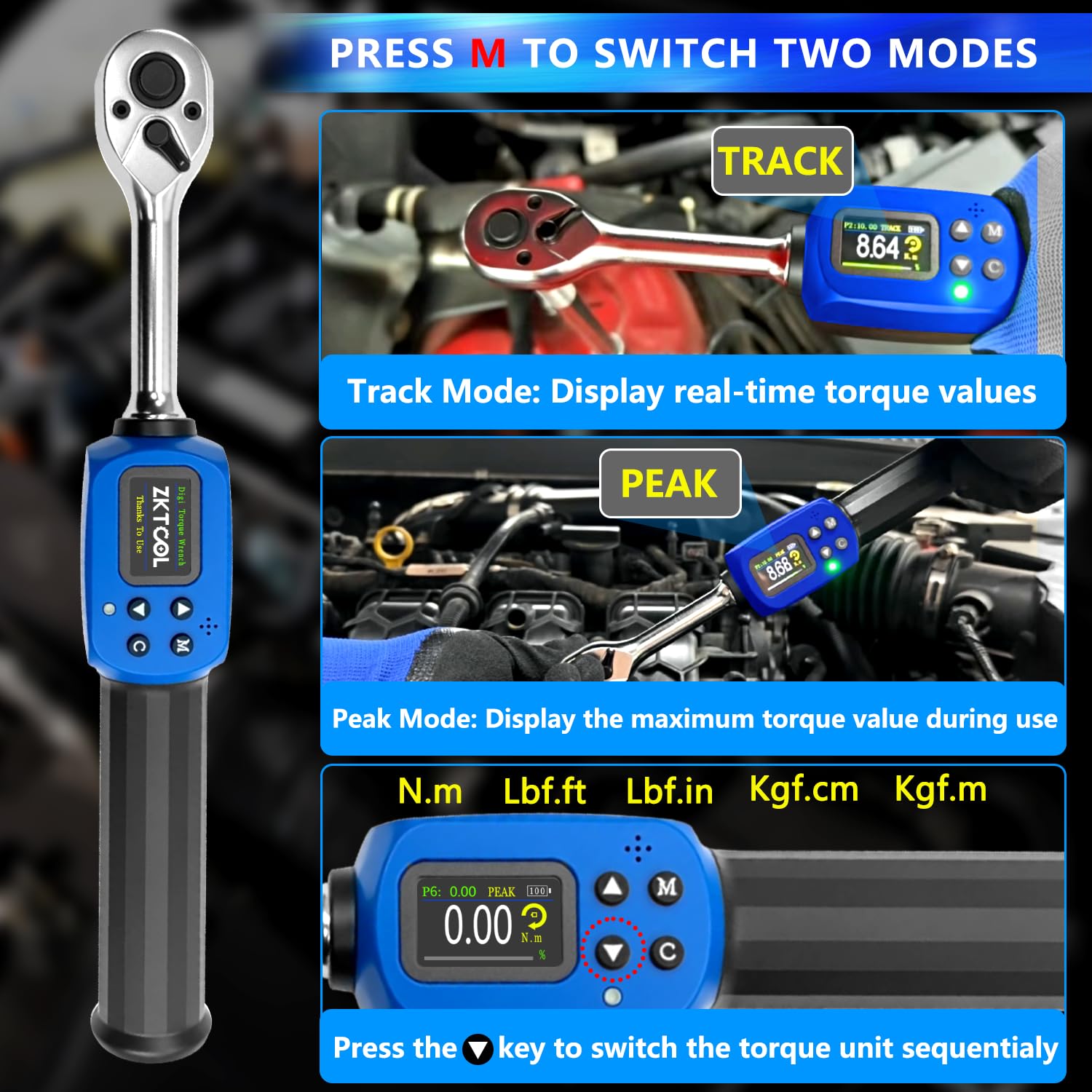 ZKTOOL Chiave Dinamometrica Digitale da 1/2" con Display LED