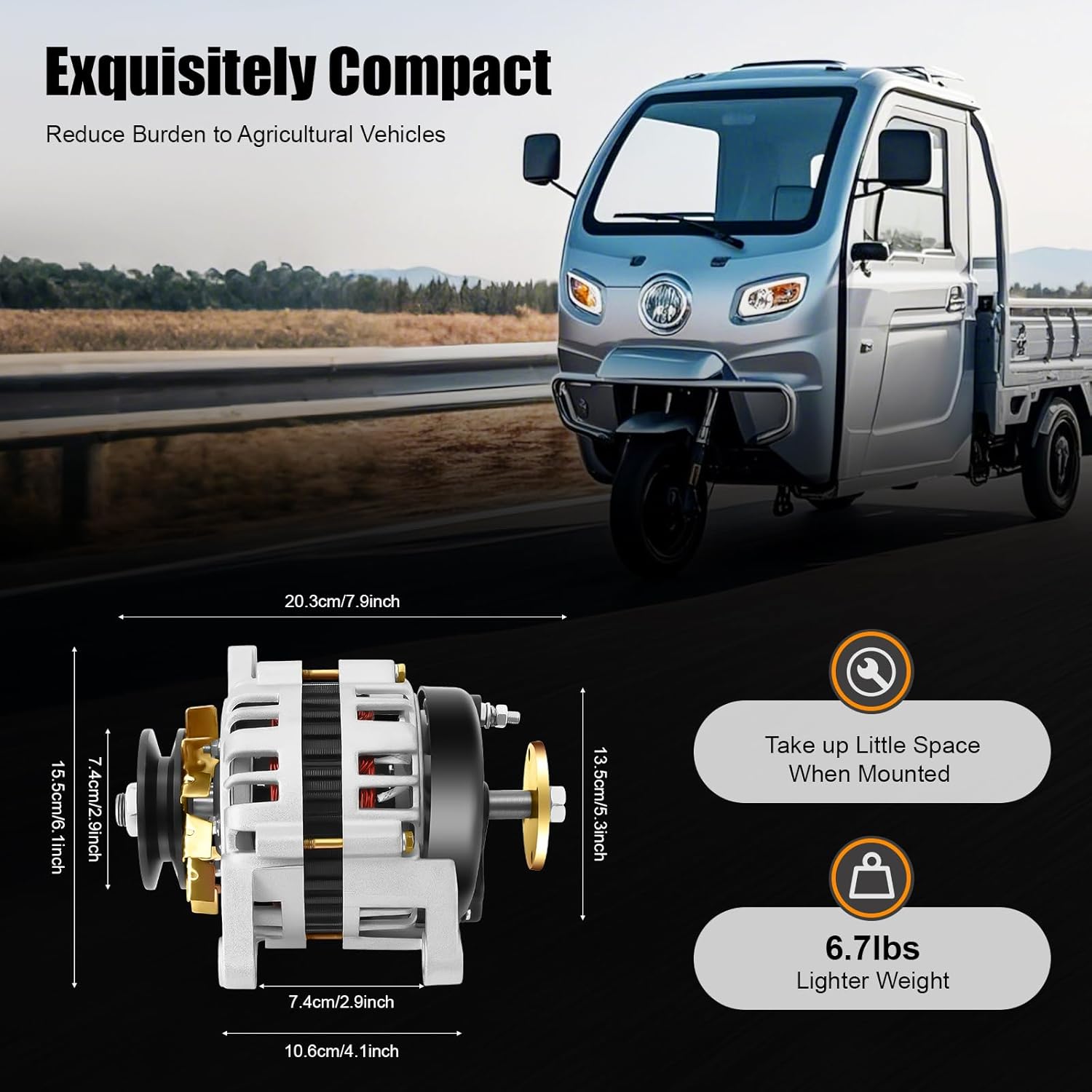 2000W Permanent Magnet Generator - 12V/14V Dual-Wheel Brushless Motor for Agricultural Vehicles, 4500RPM High-Efficiency Power Generator for Tractors, Tricycles & Quadricycles