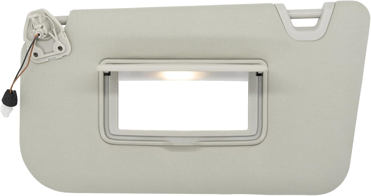 NHILES Driver Left Side Sun Visor Replacement Fits for Nissan Rogue X-Trail 2014-2020 Sunshade with Light 96401-4BA3E 96401-4BA1D Color: Gray