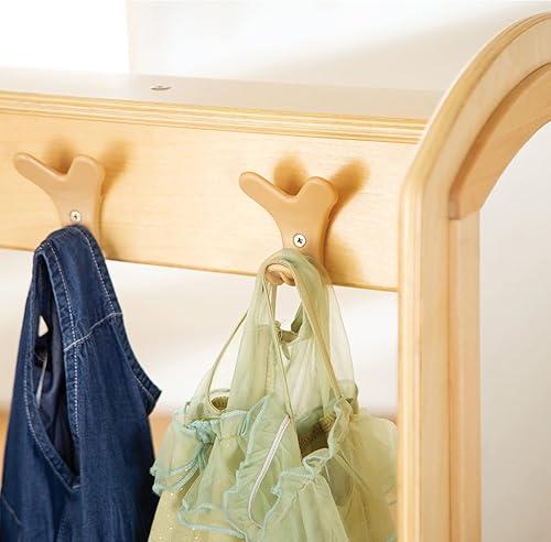 Miniatura 2 de Guidecraft EdQ - Almacenamiento de disfraces con cubos Natural: Perchero para niños con espejo, estante de almacenamiento de zapatos y cubículos