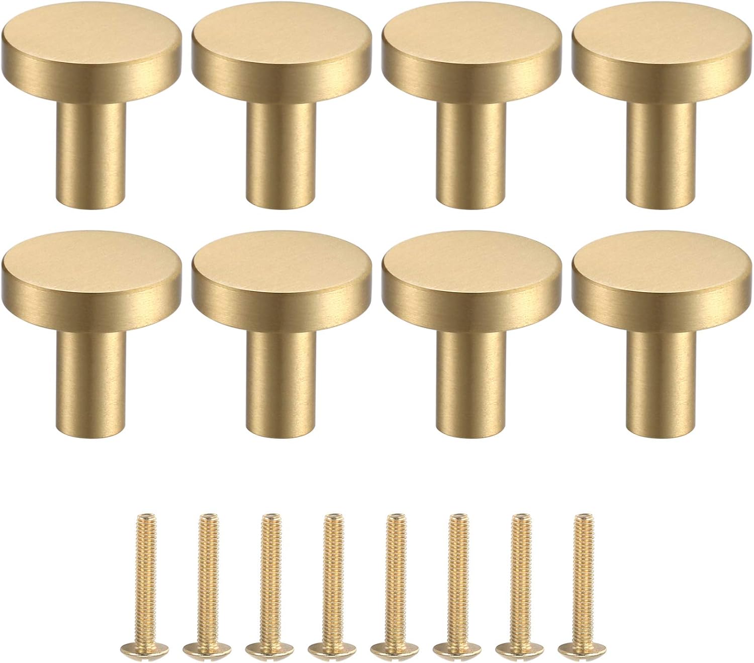 8 Piece Round Brass Single Hole Handle, Vintage Handles Furniture Knobs, for Dresser Cabinet, Furniture, Cupboard Door