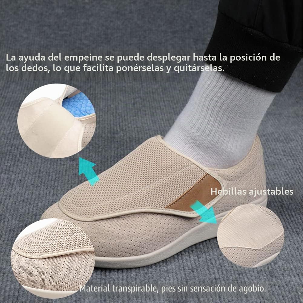 Zapatos para Diabéticos, Pies Hinchados y Obesos - Ortopédicos Respirable para Ancianos, Hombres y Mujeres - Preventivos de Salud Extra Anchos, Dark Blue, 39 EU