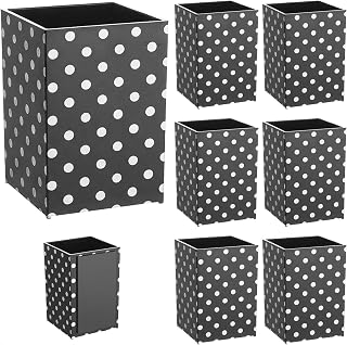 6 Pcs Black and White Polka Dot Magnetic Pencil Holder | 2.7 x 4 in Classroom Marker Storage Box Containers Plastic Pen Holder for Refrigerator Whiteboard Decor School Organizer