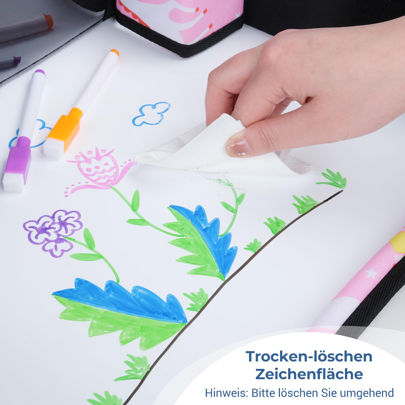 INFANZIA Tavolo da viaggio per bambini – Vassoio per ginocchia con tavola da disegno, vassoio per snack, sedile posteriore per auto, aereo, treno – supporto, organizer pieghevole