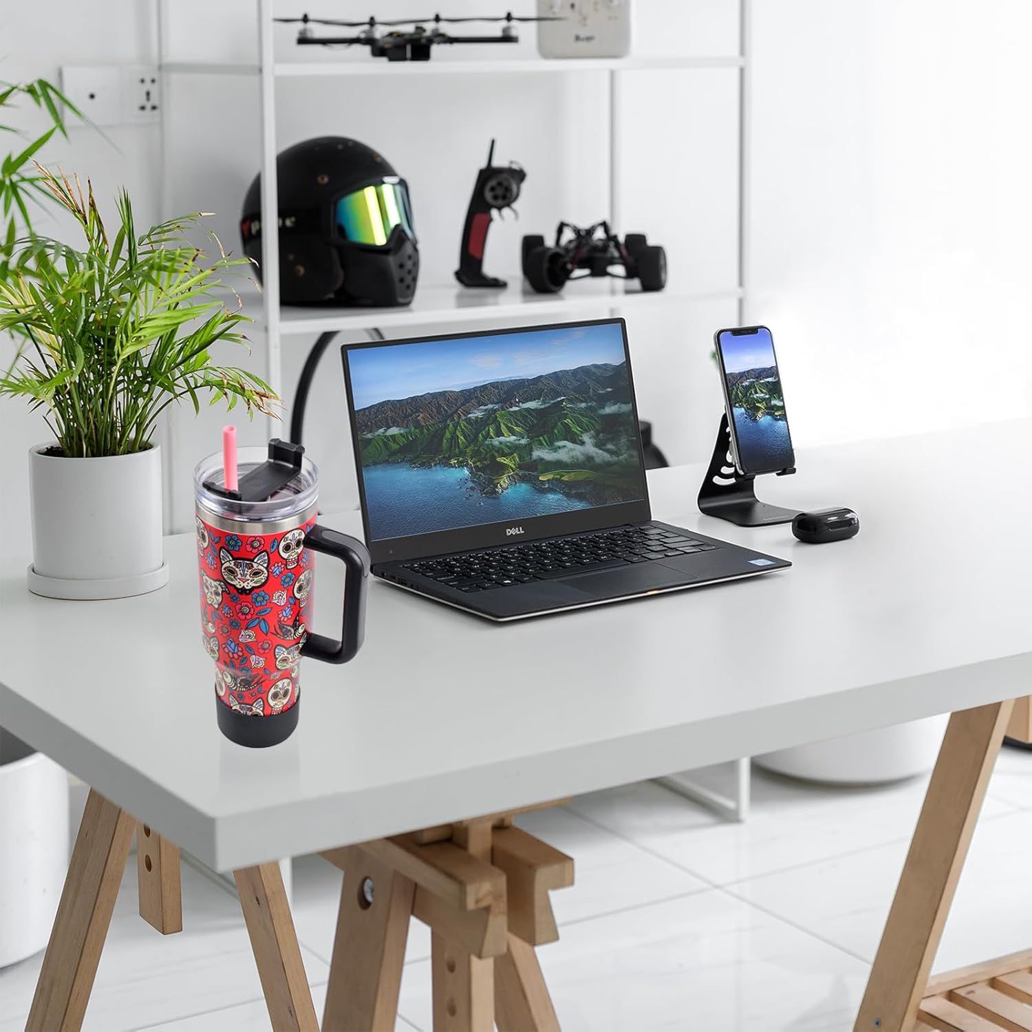 Jormungand 40 oz Tumbler with Handle and Straw Stainless Steel Vacuum Insulated Water Bottle for Hot or Cold Beverages Coffee Mug with Leak Proof Lid Gift for Women&Men Red Sugar Skull - Image 9