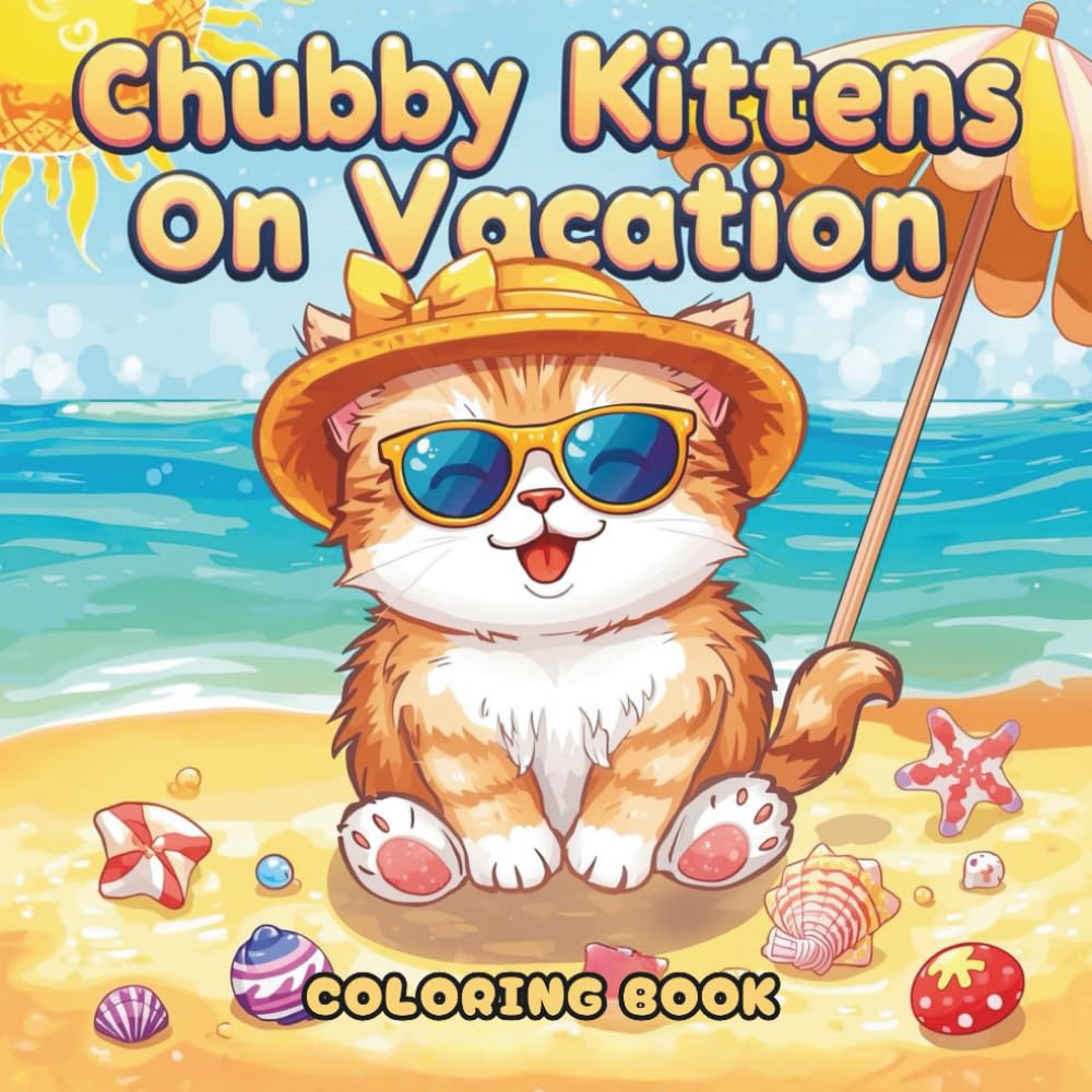 Chubby Kittens on Vacation: A Kawaii Cat Coloring Book for Adults, Kids & Travel Lovers: 40 Whimsical Travel Scenes with Fat Cats at the Beach, Hotels ... Cat Lovers, Vacation Planning & Relaxation |