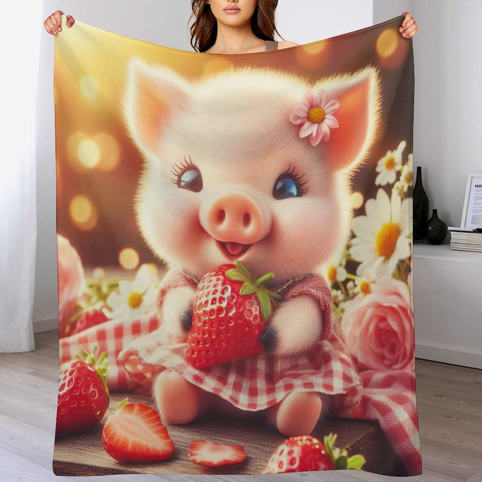 Manta de franela de cerdo para sofá cama de microfibra mullida y cálida 100x130 cm 1