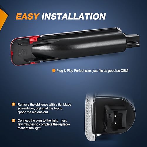 Miniatura 4 de Nilight 2 piezas de luz LED para panel de puerta interior, luces de cortesía y advertencia en blanco y rojo para Chevy GMC Silverado Sierra 1500