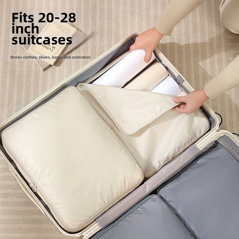 Organizadores de equipaje, bolsas de viaje de compresión expandibles para maleta, almacenamiento de tela Oxford resistente, 40 x 30 cm (gris, tamaño grande)