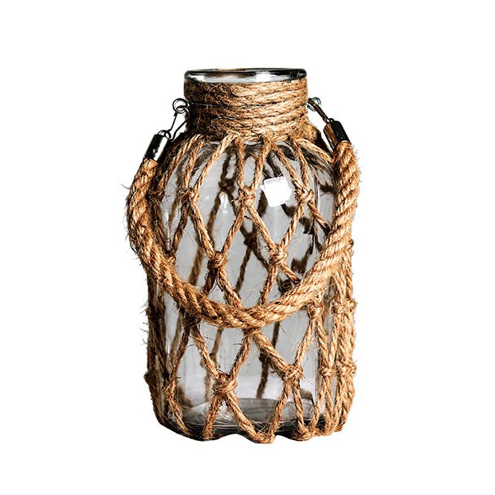 Hanging Mason Jar Glass Vase with Rope,Rustic Decorative