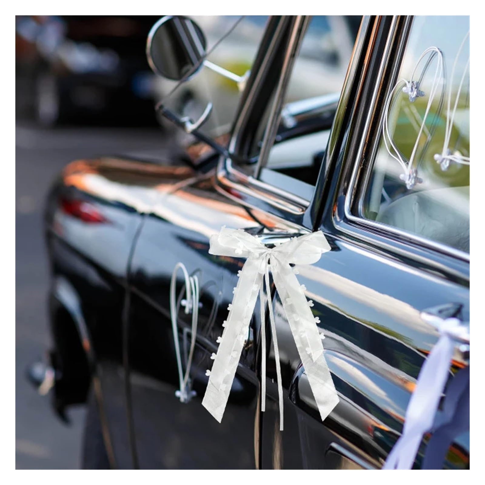 50 Fiocchi di Nastro Bianco for schienali sedie da Matrimonio, Maniglie for Portiere Auto, Accenti Bouquet Sposa, Decorazioni for Il ricevimento Addio al Nubilato per Casa