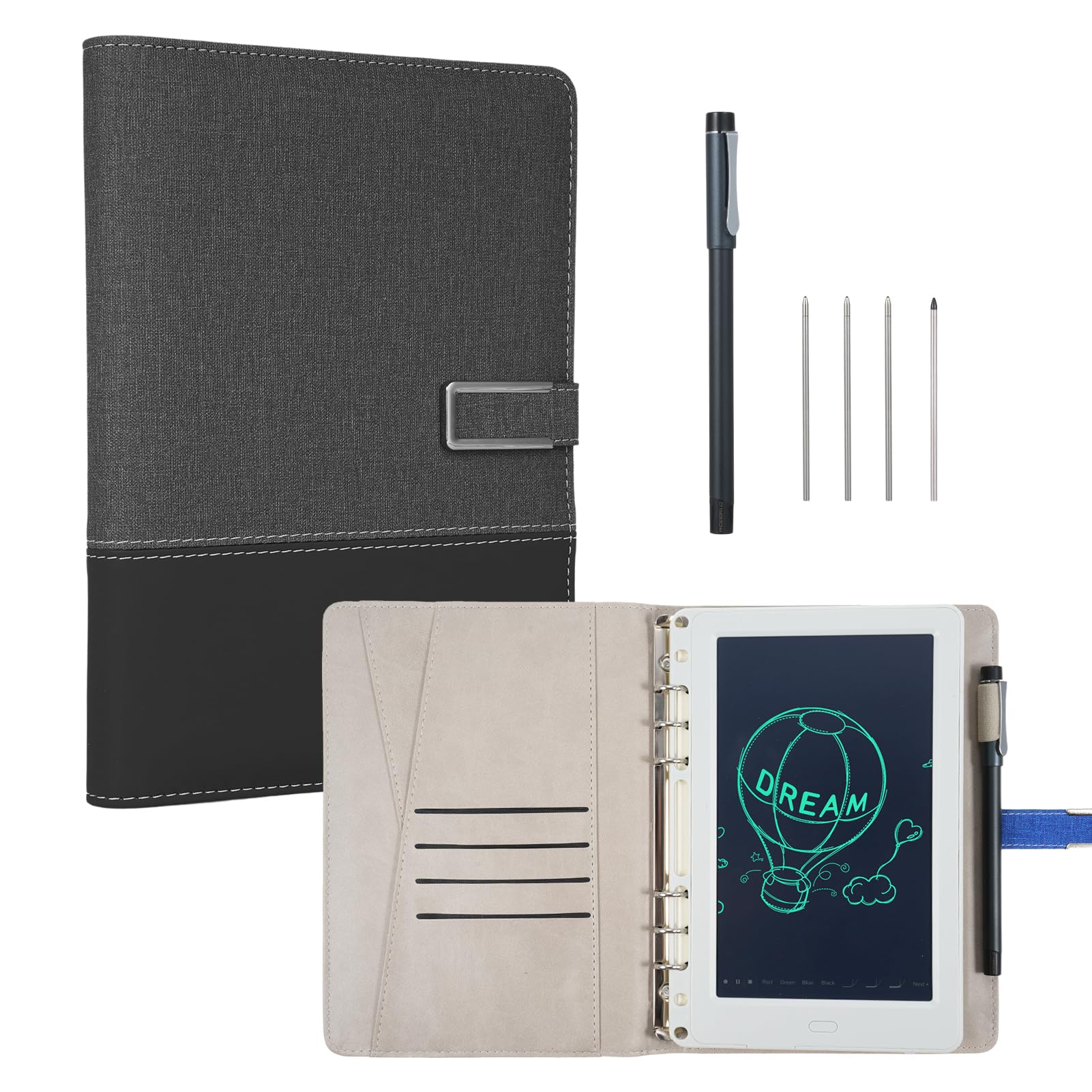 HUIOP Bolígrafo Inteligente,Bolígrafo Inteligente + Cuaderno de Cuero A5 Diario Rayado Planificador + Tablero de Escritura Sincronización en Tiempo Real para digitalizar Uso con aplicación Voz a