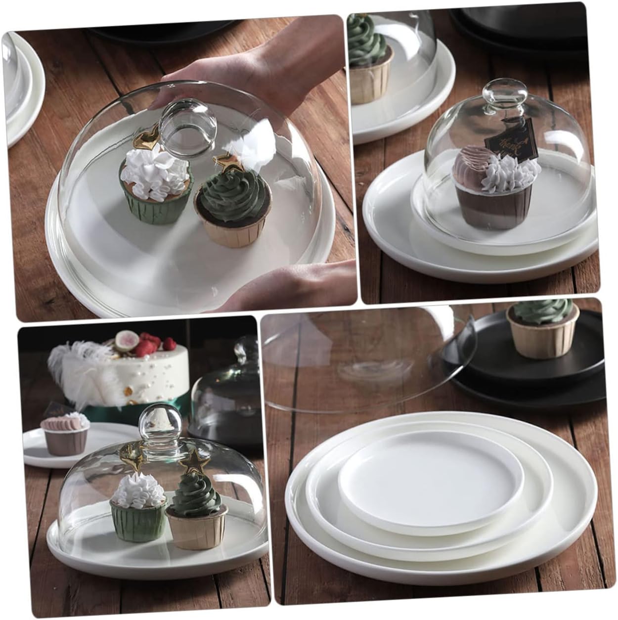 Wedding Cake Tray Glass Cover Dessert Plate for Fruit Pastry Display for Home Use and Celebrations