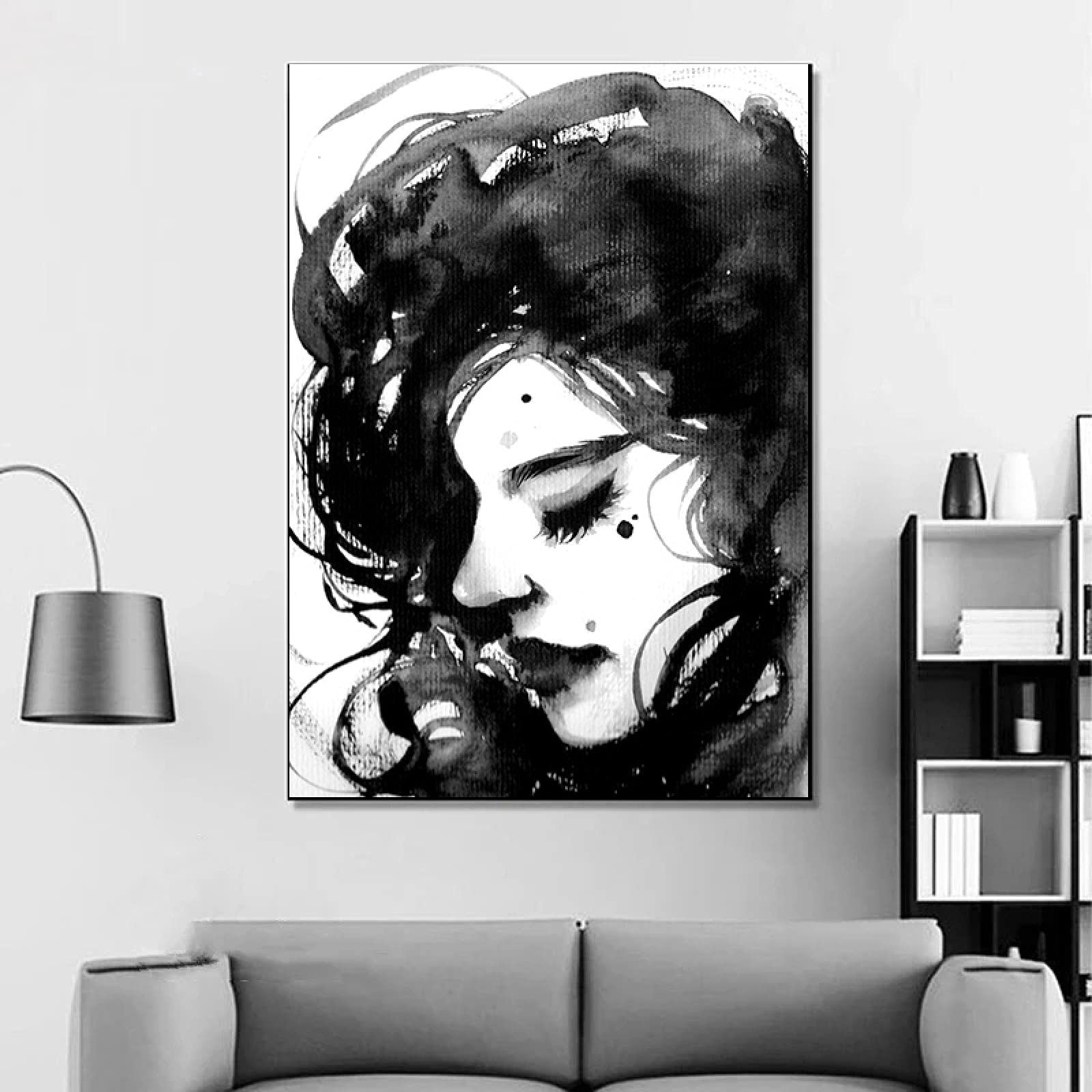 Affiche filles noir et blanc pour décoration salon moderne