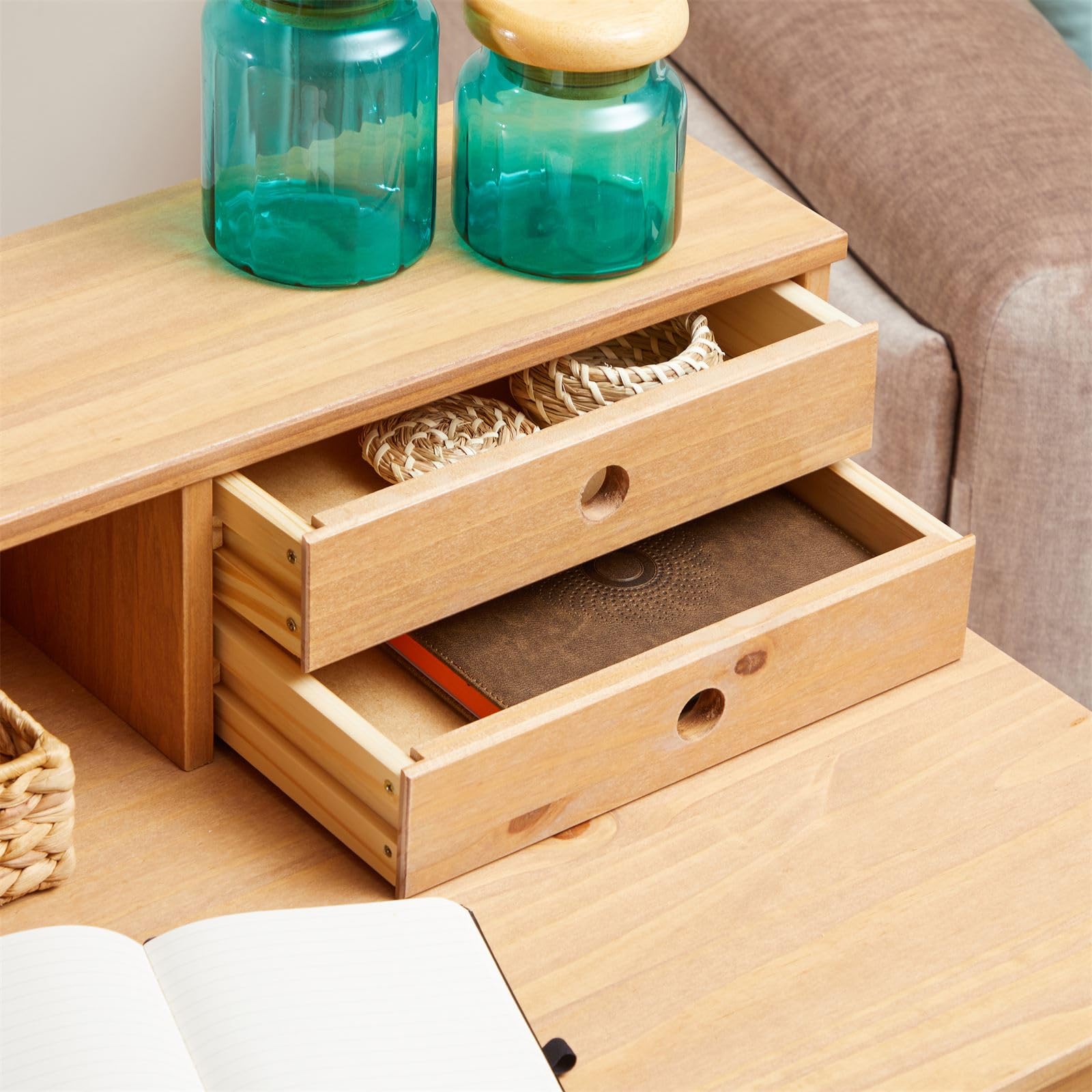 IDIMEX Schreibtisch Milano mit 4 Schubladen und 1 Fach aus Massivholz, Eiche Farben, robuste Verarbeitung PC-Tisch mit Stauraum für Büro und Home-Office
