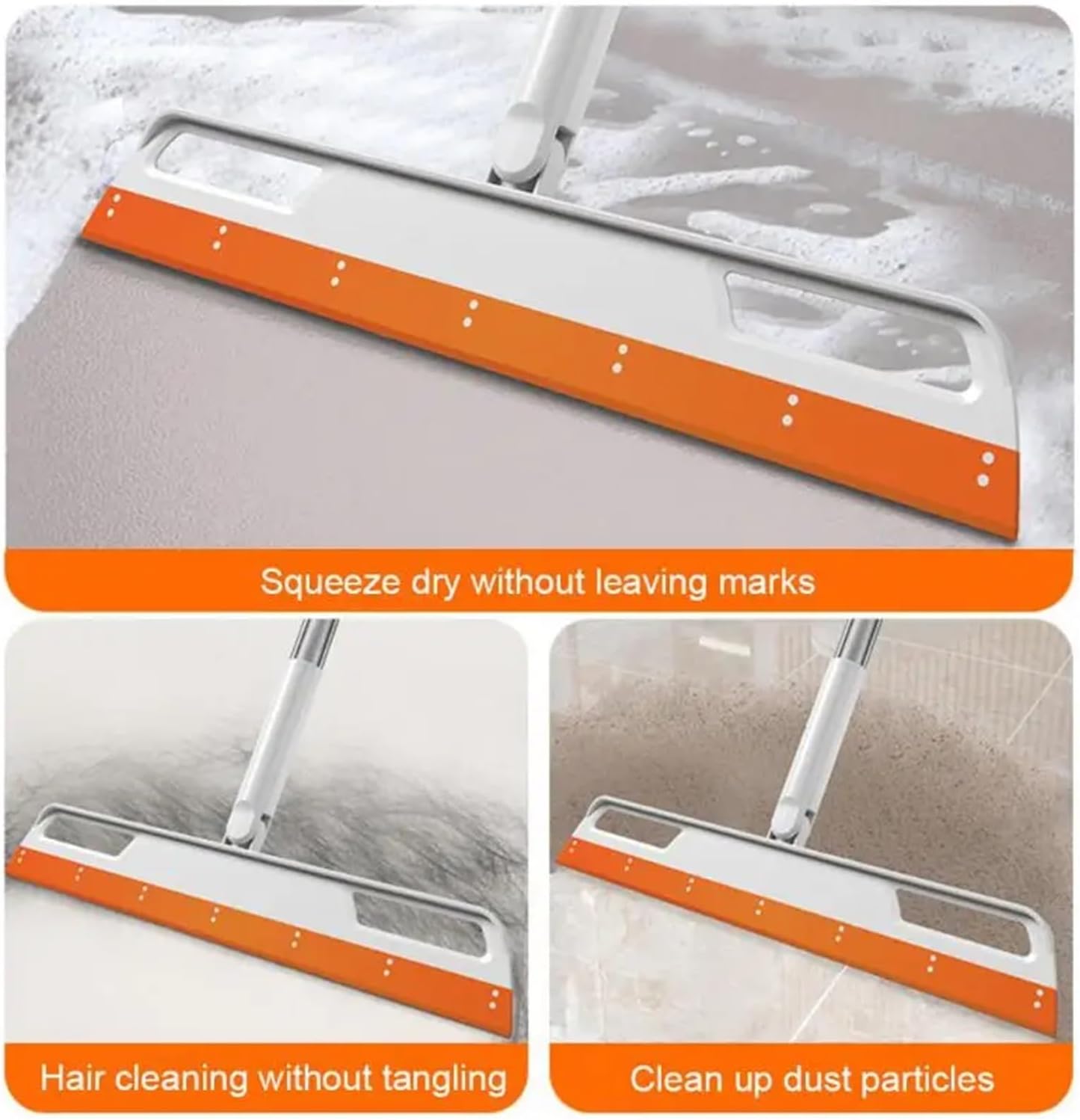 Cleaning Brush Long Handle Telescopic Broom Multifunctional 180° Rotatable Silicone Floor Wiper Household Tools(Style-w)