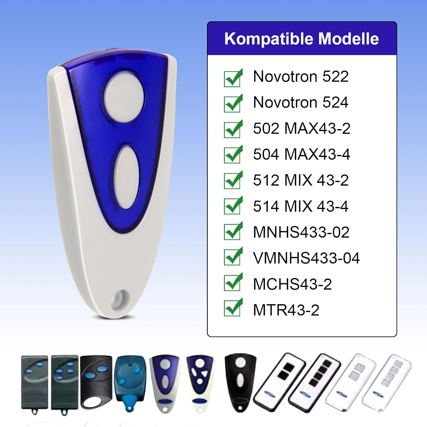 Garagentoröffner Fernbedienung für Novo-Ferm Handsender, kompatibel mit Novotron 502 MAX43 - Analyse des détails et conception
