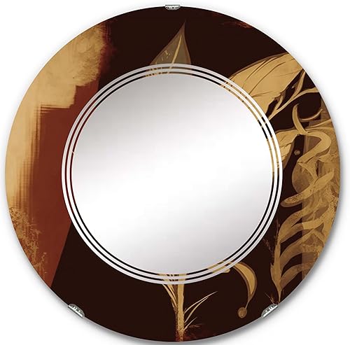 Miniatura 8 de Terra Cotta Chocolate Leaves I- Vanity Mirror, Bathroom Mirrors, Wall Mirrors for Living Room, Bedroom - Round Mirror - Large 24'x24', 32'x32'