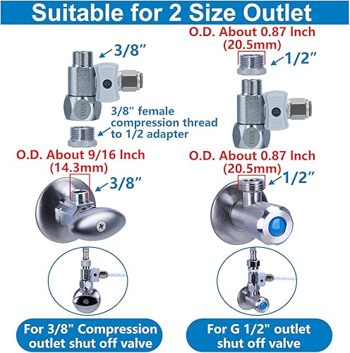 Miniatura 2 de Adaptador de agua de alimentación 38 "x 14" o 38" Add-A-Tee, 12 x 14 o 38 Divisor de línea de agua, 14 empuje para conectar, no se ajusta a rosca o