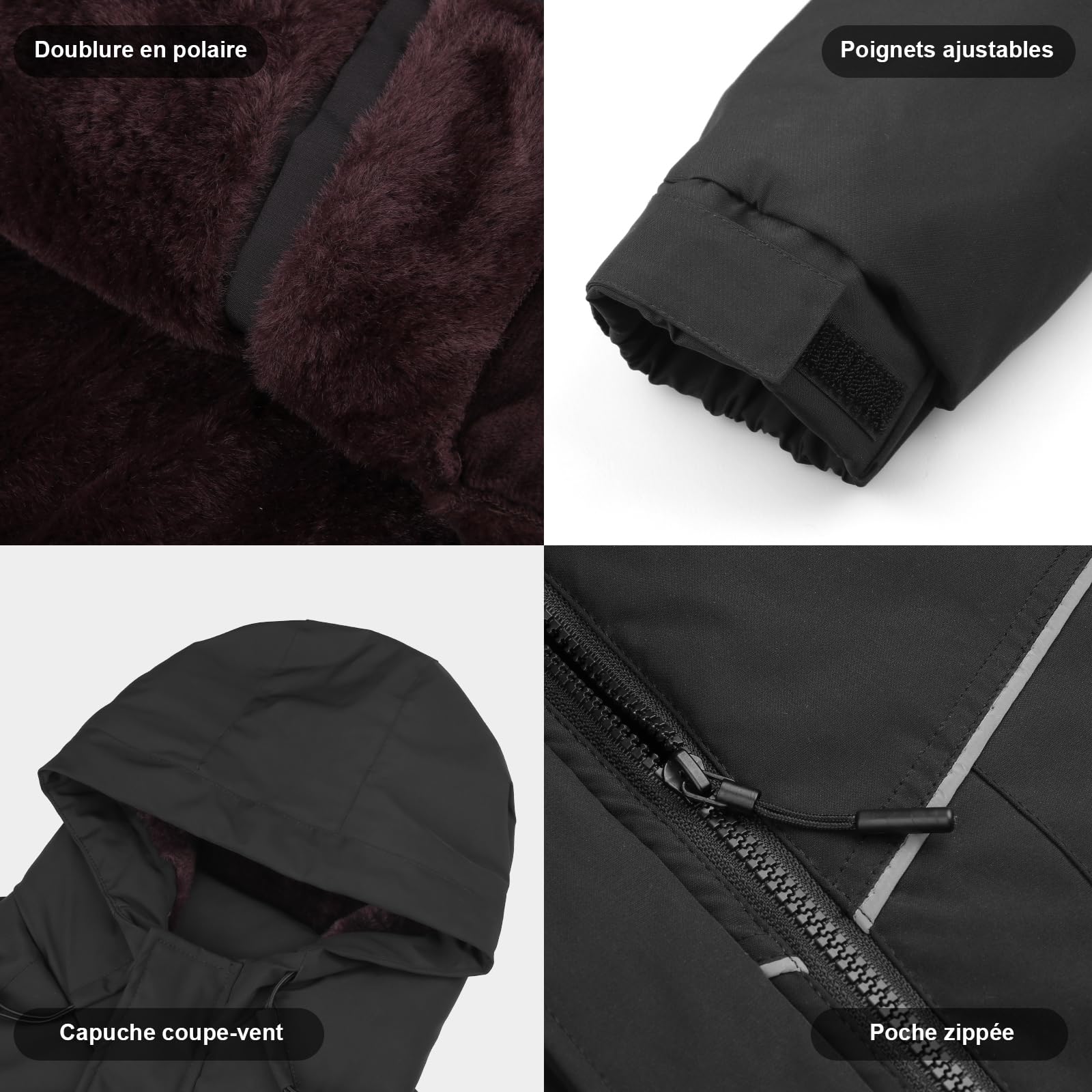 Veste Chauffante Homme avec Doublure Polaire, Blouson Chauffant avec Batterie 20000mAh 7.4V, 6 Zones de Chauffage & 3 Niveaux de Température, Veste D'hiver Imperméable Coupe-vent pour Ski