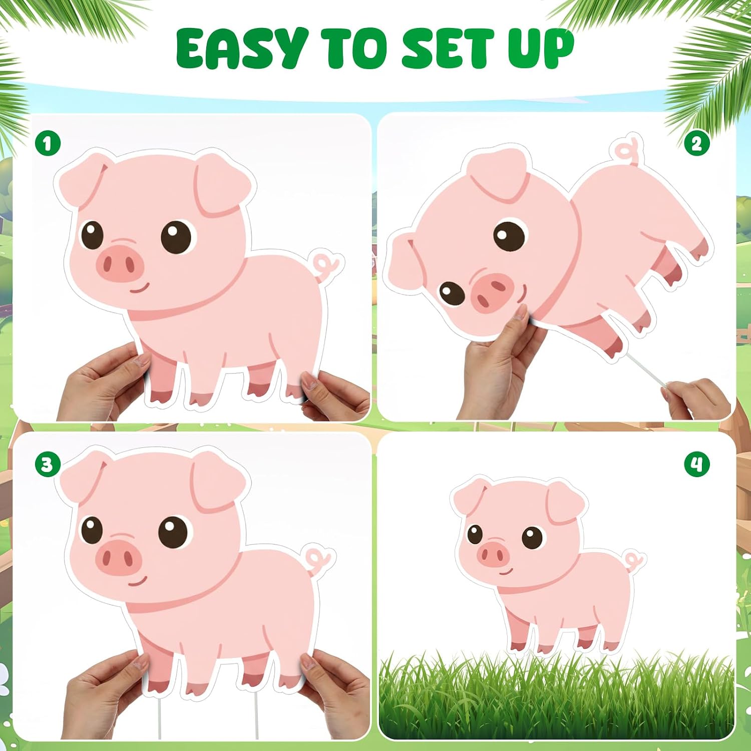 Kathfly Farm Birthday Decorations 13 Pcs Large Farm Animal Party Supplies with 59x34 Inch Farmhouse Backdrop, Barnyard Yard Signs Photo Booth Props for Birthday, Baby Shower, Farmhouse Party Decor