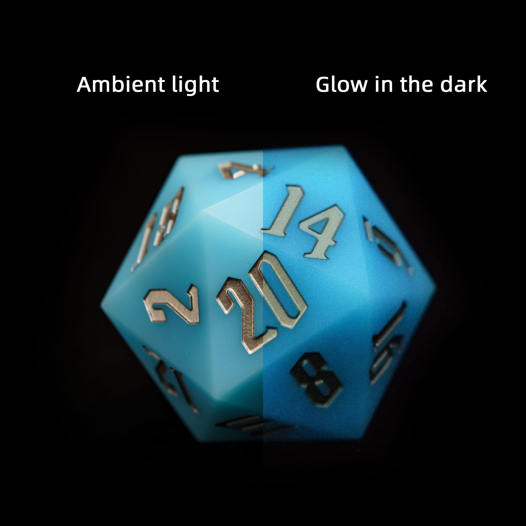 D20 de silicona de 55 mm, dados grandes que brillan en la oscuridad D20 individuales de 20 caras, dados poliédricos gigantes D20 con caja de regalo para juegos de rol, bar, pub, club, fiesta