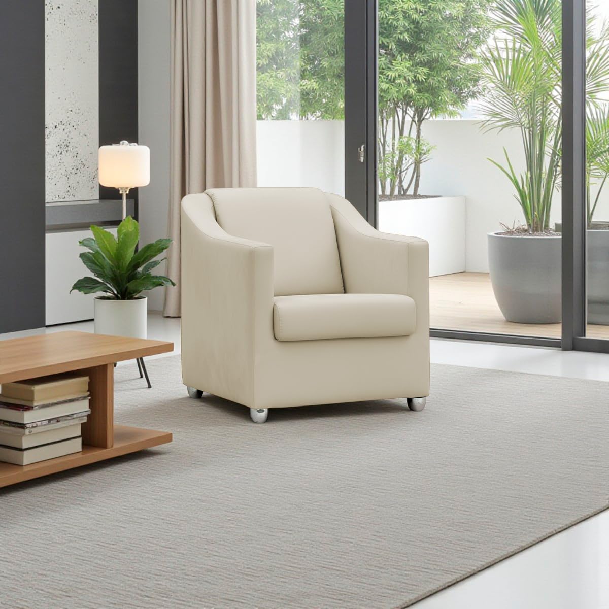 Poltrona Para Sala Decorativa Cadeira Reforçada Pé Cromado