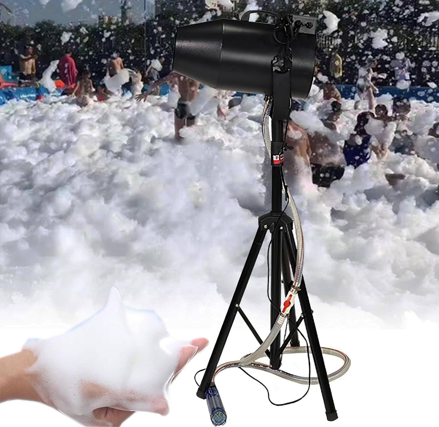 Commercial Stage Foam Machine, Large Stage Shaking Head Jet, Outdoor Indoor Jet Foam Machine, 1000W Motor, Easy To Use, 80㎡ Area Coverage, For Birthdays, Celebrations, And Backyard Events Black