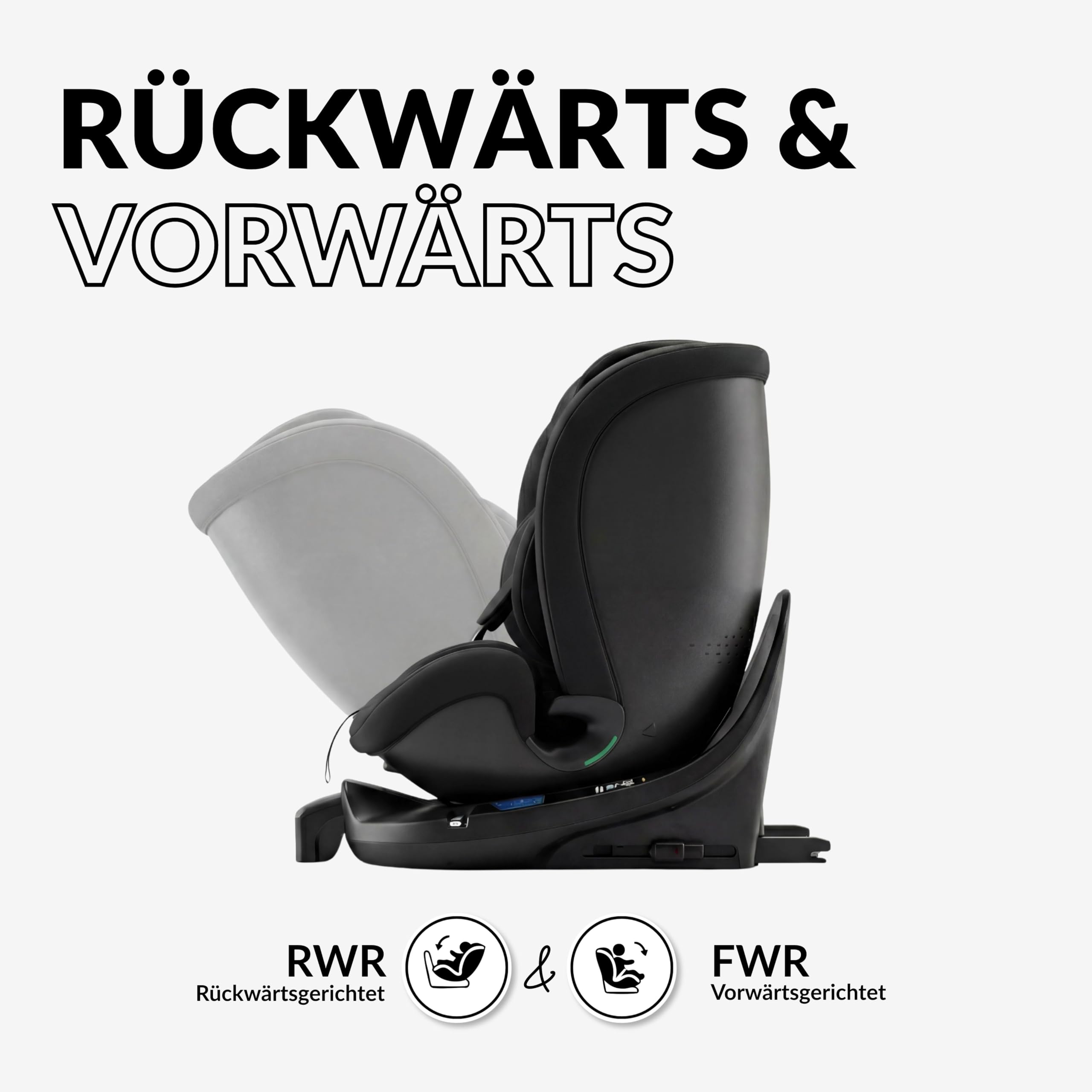 OWEN 360Comfy Kindersitz 360° drehbar Isofix Reboarder 0-36 kg – Schwarz | ECE R129 i-Size geprüft (40-150 cm, 0-12 J.) – Seitenaufprallschutz, Sonnenverdeck, 360° drehbar & rückwärtsgerichtet
