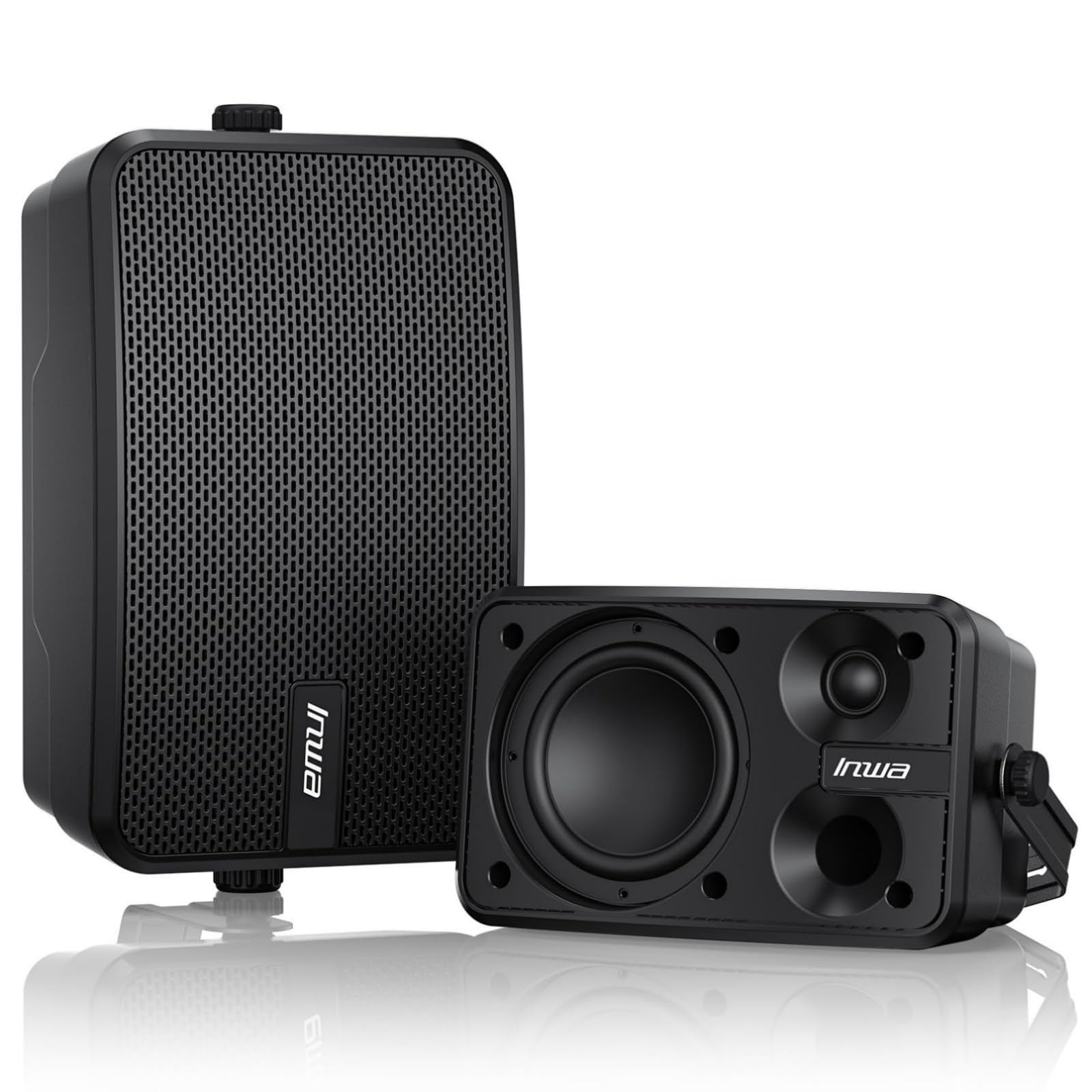 Inwa Outdoor Bluetooth 400W Lautsprecher, Aktiv/Passive Wandhalterung Lautsprecher, IPX5, Drahtlose, Stereo, Aux, für Innen, Überdachten Außen(Paar, MZ622, RMS 40W)