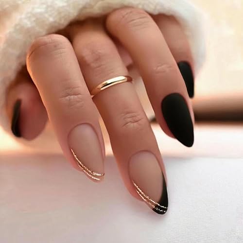 Short Almond Press on Nails with Solid Gel, Elegant Style