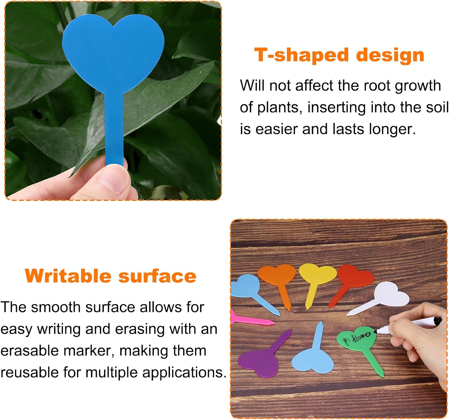 HARFINGTON 200pcs Plastic Plant Labels 3.26" x 1.97" Reusable Waterproof & Sun-Proof Garden Tags for Nursery Potted Herbs Flowers, Light Blue - Image 4