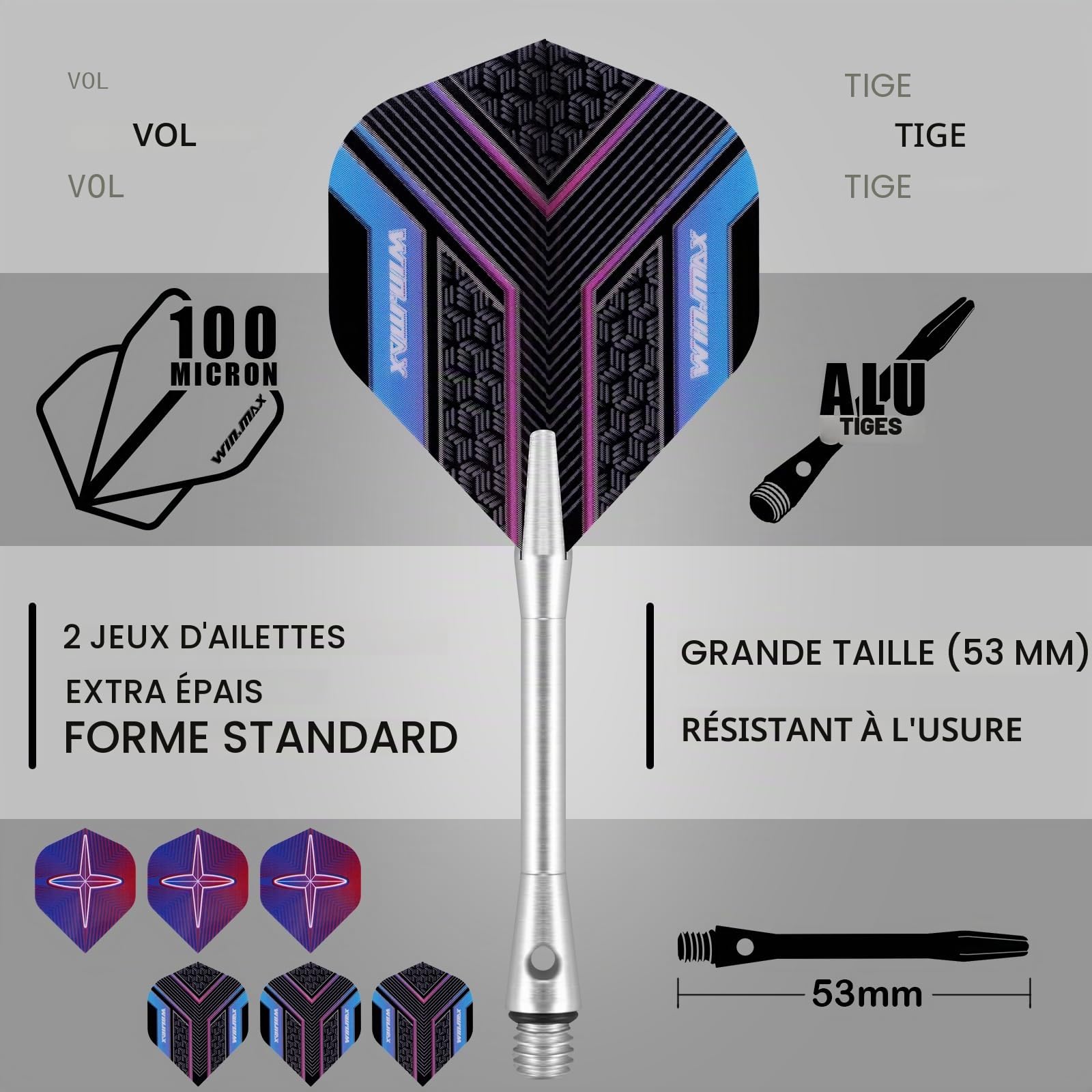 WIN.MAX Fléchettes Pointe Acier/Fléchettes Pointe Molle 90% Tungsten 18-26g