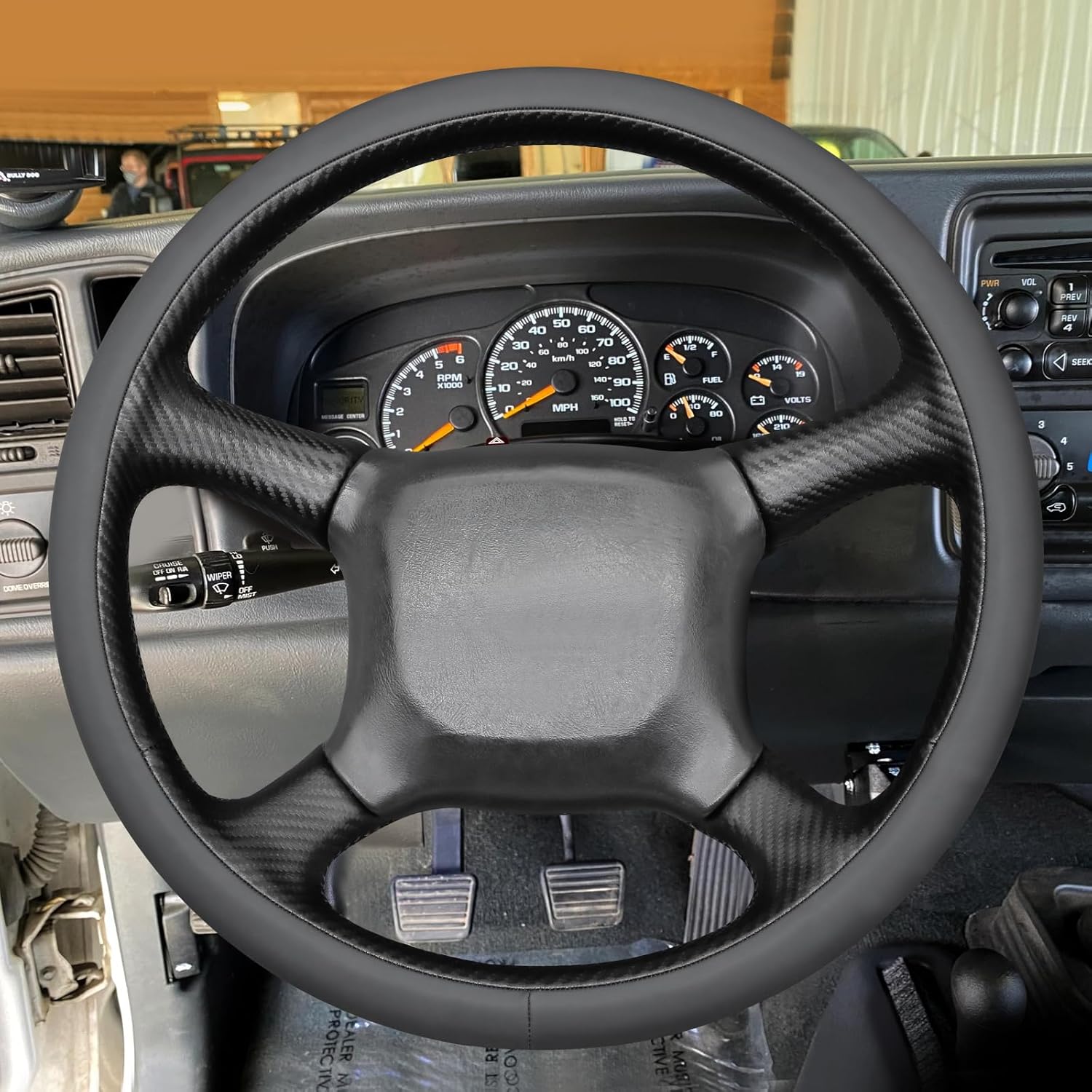 MEWANT Hand Stitch Real Leather Steering Wheel Cover Wrap for Chevrolet Silverado 1500 1999-2002/Silverado 2500 1999-2002/Silverado 3500 2001-2002/Astro/Blazer/C/K 1500 Series/Kodiak/Suburban/Tahoe