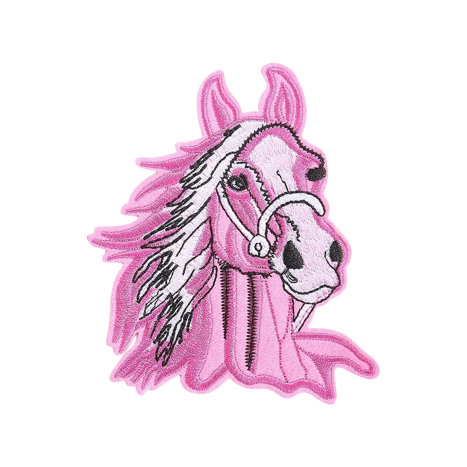 HZBB Ponies Embroidered Patches Horse Head Sewing Patches Iron on Applique Sew on for Clothes Bag Horse Head Embroidered