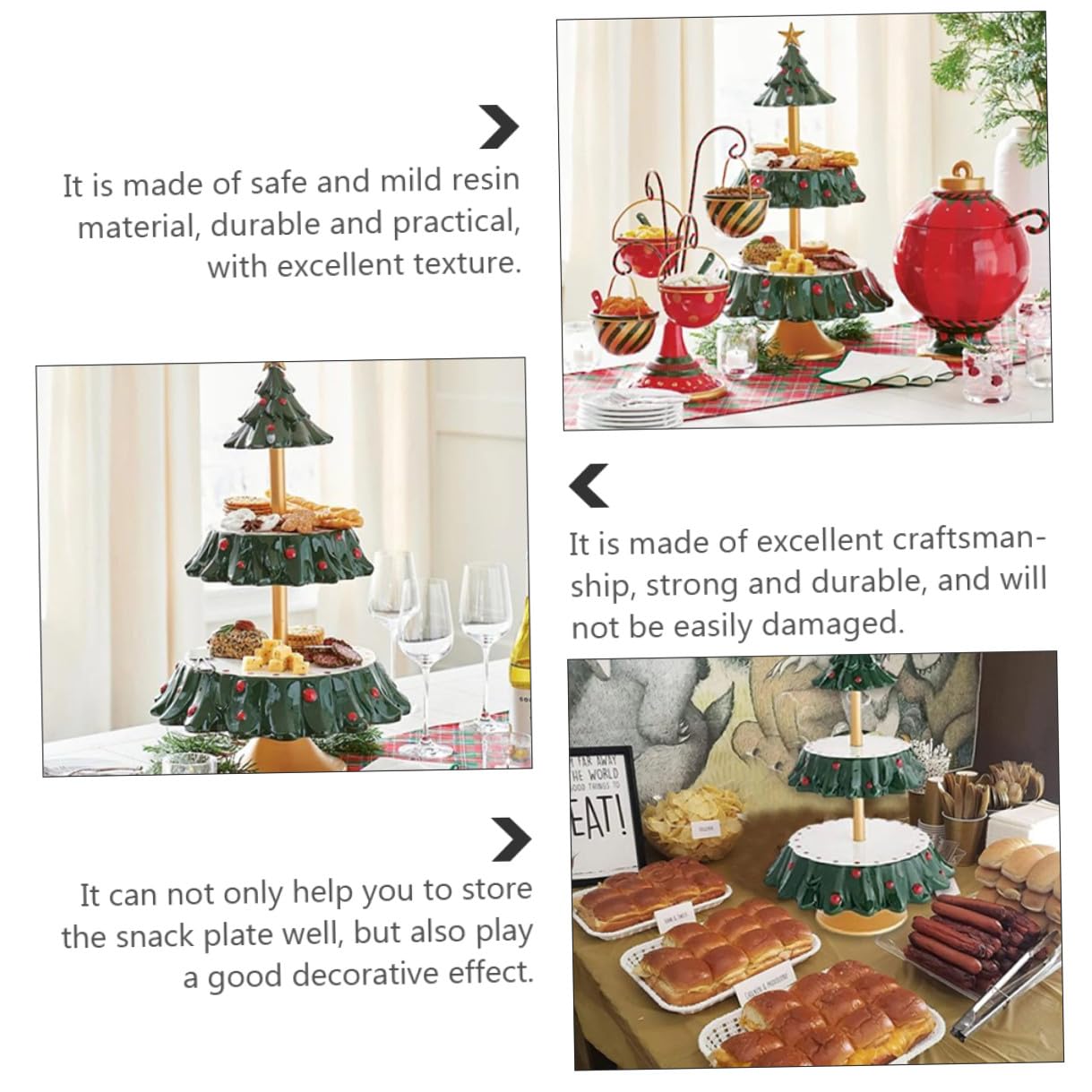 Vassoio Portaoggetti Natalizio in Resina Vassoio per Servire Caramelle e Frutta Decorazione da Tavolo per Feste di Natale e Snack Resistente e Pratico Stile Festoso